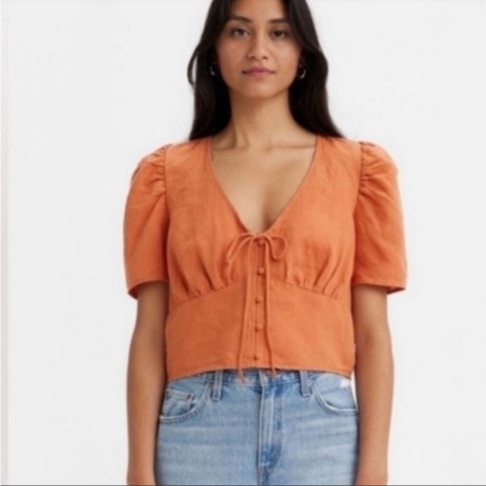 NWT Levi’s Dark Orange Linen Crop Top